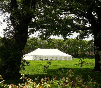 9x18m marquee through the trees