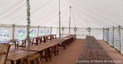 inside 9x13.5m traditional marquee