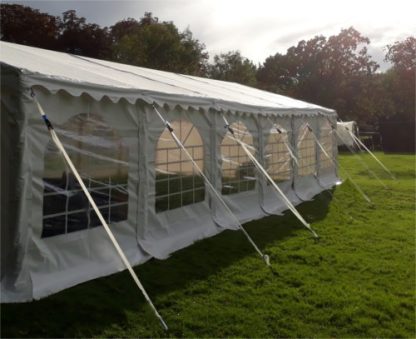 Marquee tie-down kit on in use on a 6x12 marquee