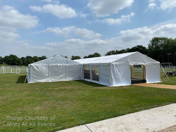two 6m wide marquees joined with a gutter