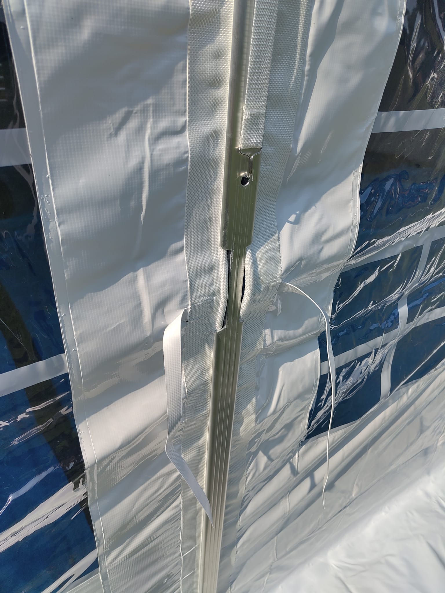 the marquee walls inside the keder channel